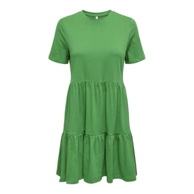 Image of ONLY Women&#039;s Onlmay Life S/S Peplum Dress Box JRS Jersey, Green Bee, S