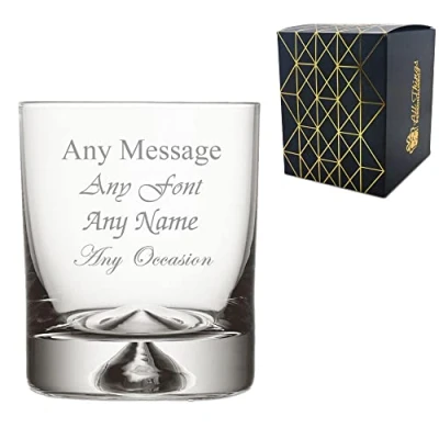 Image of Personalised Engraved 260ml Dimple Base O/F Whisky Tumbler Gift Box Wedding Birthday Christmas