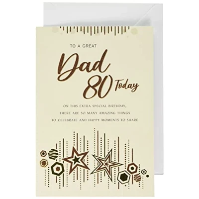 Image of Regal Publishing Modern Milestone Age Birthday Card 80th Dad 9 x 6 inches,Beige