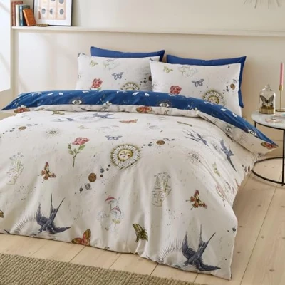 Image of Sassy B Astrology Reversible Double Duvet Cover Set with Pillowcases Cream