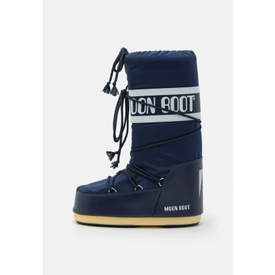 Image of Moon Boot ICON Unisex Laceup boots, Size: 6 7.5, Blue Imitation leather/ textile