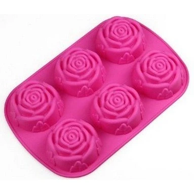 Image of Allforhome 6 Rose Silicone Cake Baking Mold Pan Muffin Cups Biscuit Chocolate Handmade Soap Moulds