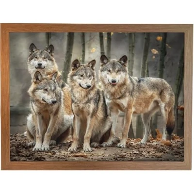 Image of WOLVES Lap Tray with Bean Bag Cushion: Wolf Pack Cushioned Laptop Desk Tray, Padded Food Serving for Eating Breakfast or TV Dinner (Frame Choices x 4)