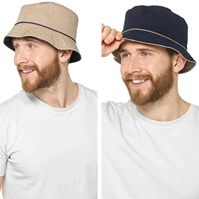 Image of undercover lingerie Mens Reversible Bucket Hat GL824 Navy/Beige M/L