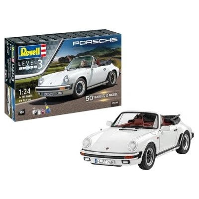 Image of Revell Gift Set 05646 Porsche 911 G Model Cabrio 50th Anniversary 1:24 Scale Unbuilt Plastic Kit With Accessories