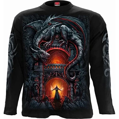 Image of Spiral Mens M301 T Shirts Long Sleeve, Black, L UK