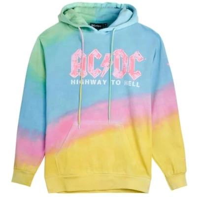Image of AC/DC Women&#039;s Sweatshirt Vintage Tie Dye Boyfriend Hoodie Retro Hard Rock Concert for Women (XS XL), Rainbow, XS