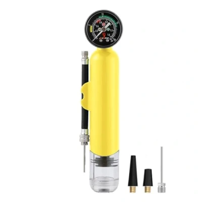Image of Portable Air Pump, ABS Waterproof Hand Held Pump with Pressure Gauge for Basketballs Soccer Balls and More