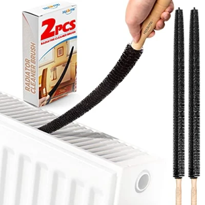 Image of Holikme Radiator Cleaner Brush, 2 Pack Duster, Long Flexible with Wood Handle, Cleaning Brush for Radiator, Dust Bristle