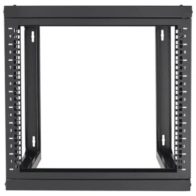 Image of VEVOR 9U Wall Mount Rack, 150 lbs/68.04 kg Max Load Capacity, Open Frame Server Network Rack with Cage Nuts Screws, Carbon Steel 20.9 x 17.7 20.5&quot; for 19&quot;/482.6 mm AV &amp; IT Equipment, Black