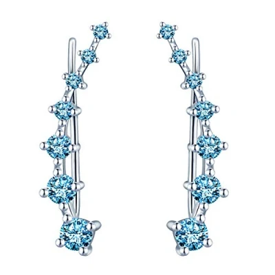 Image of Ear Crawler 925 Sterling Silver Cubic Zirconia Cartilage Stud Earrings for Girls Women