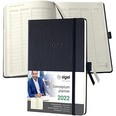 Image of Sigel C2219 Conceptum Weekly Planner 2022 14,8 x 21,3 cm hardcover 192 Pages Black
