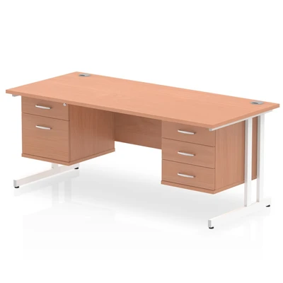Image of Impulse 1800 Rectangle White Cant Leg Desk Beech 1 x 2 MI001727