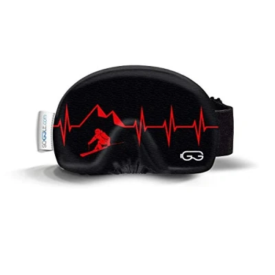 Image of Soggle Ski Protective Microfibre Cover for Goggles (One Size), Colour: Heartbeat Skier 3