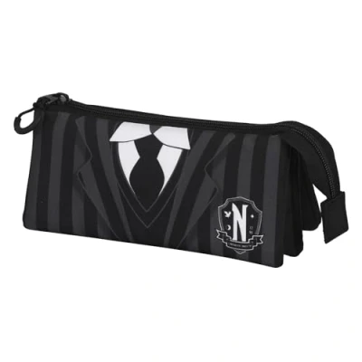 Image of Wednesday Uniform FAN Triple Pencil Case 2.0, Black, 23 x 11 cm