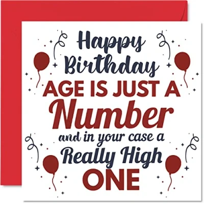 Image of Funny Birthday Cards for Men Women Just a Number Rude Card Dad Mum Brother Sister Auntie Uncle Grandad Nanny Gran, 145mm x Banter Humour Joke Bday Greeting