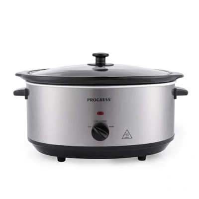 Image of Progress 6.5L Slow Cooker Dishwasher Safe Ceramic Pot, Adjustable Temperature, Low, High, Keep Warm, Cool Touch Handles, Tempered Glass Lid, Family Batch Cooking, Meal Prep, EK6250P
