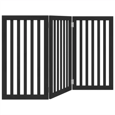 Image of vidaXL Dog Gate Foldable 3 Panels Black 150 cm Poplar Wood