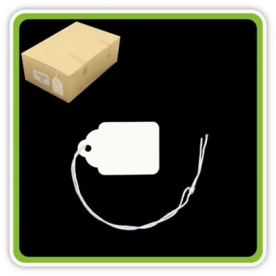 Image of 1000 White Strung Tickets 37 x 24 mm Price Tags String Swing Labels 37mm 24mm