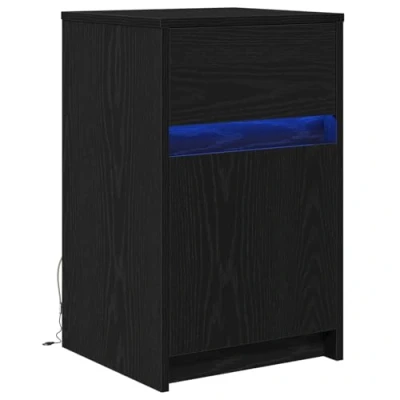 Image of vidaXL Bedside Cabinet Black oak 38 x 34 61 cm Particle board