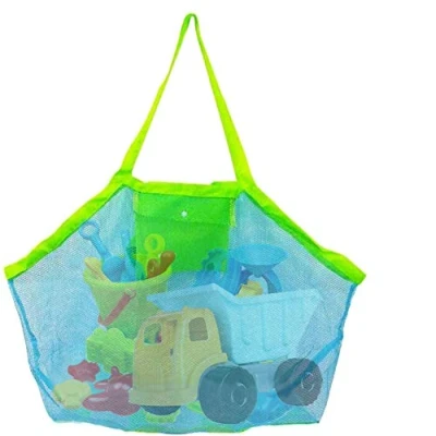 Image of Annhao Large Mesh Beach Bag for Toys Sand Away Tote with Zipper Child Swim Pool Travel Sandy Shoes Wet Towels Straps Blue Mesh18 x 12 18inch Green