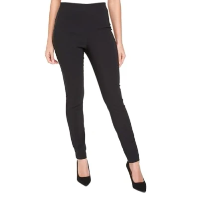Image of Roman Originals Stretch Trousers for Women UK Ladies High Waisted Pants Pull On Leggings Smart Slimming Office Work Fitted Tailored Tapered Regular &amp; Plus Sizes Black (28 in) Size 18