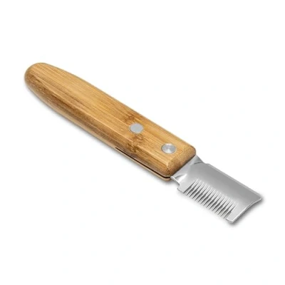 Image of Mikki Bamboo Stripping Knife for Dog Grooming, Overgrown Hair from Top Coat, Long Lasting Anti Rust Blades, Easy Hold Contoured Handle, Coarse Tooth Wire Coated Dogs