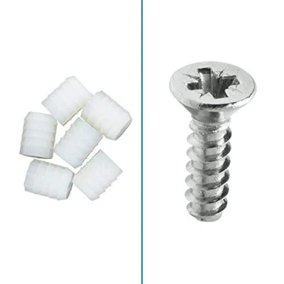 Image of Rok Hardware 8mm Plastic Hinge Dowel Inserts with Screws, 100 Pack