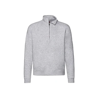 Image of Fruit of the Loom Men&#039;s Premium Zip Neck Sweat Sweater, Heather Grey, S