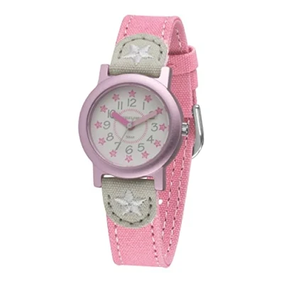 Image of Jacques Farel ORG 02STA Eco Kids Watch with Organic Cotton, Girls, Pink Stars