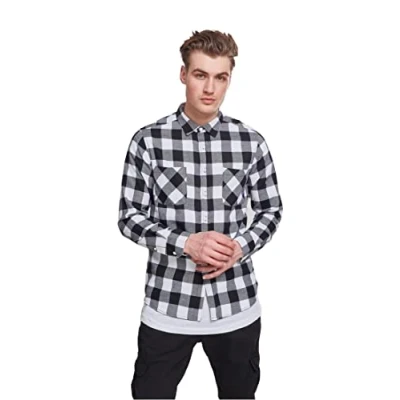 Image of Urban Classics Checked Shirt, Men&#039;s, Size: Small, Black
