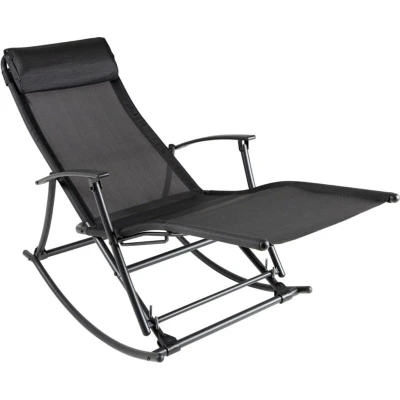 Image of vidaXL Garden Rocking Chair Steel and Textilene Black