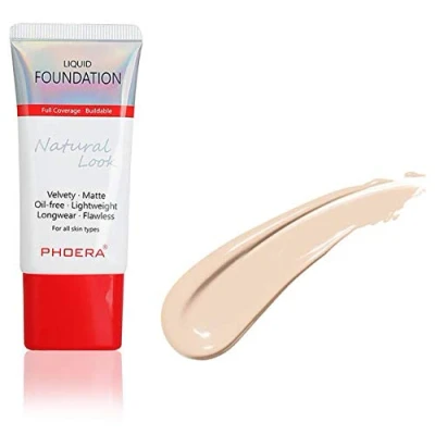 Image of AQUAPURITY PHOERA Full Coverage Foundation New Formula Waterproof Long Lasting Oil Free Velvet Matte Liquid for Oily Skin Flawless Makeup Base Cream Concealer (104B Sand Beige…)