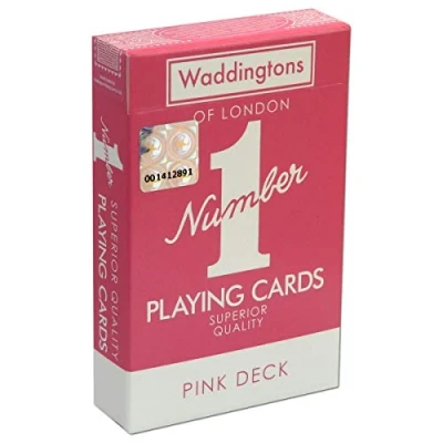Image of Waddingtons Number 1 Classic Pink Playing Card game, play your favourite games from snap, poker and blackjack with this stylish deck, travel great gift toy for boys girls aged 6 plus
