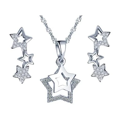 Image of Star Climber Earrings Necklace Jewellery Sets for Women 925 Sterling Silver Siver