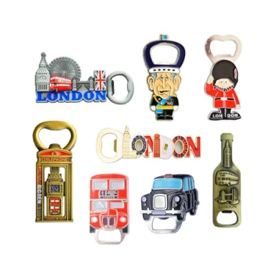 Image of Great Mix of Famous London Icons Fridge Magnet Bottle Openers Set 8 (SHOPONICA)