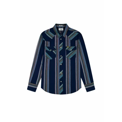 Image of Wrangler Men&#039;s ls 1 pkt Shirt, Blue (Oxford Blue), M