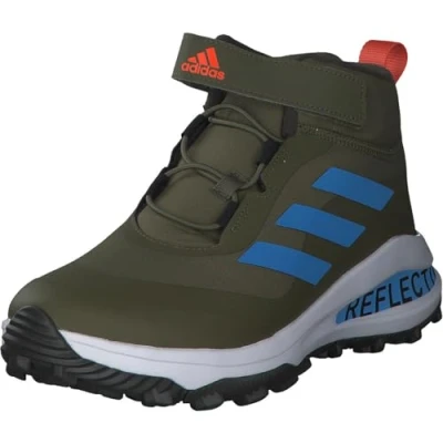 Image of adidas Boy&#039;s Fortarun Atr El Sneaker, Focus Olive Pulse Blue Shadow Olive, 3.5 UK Child