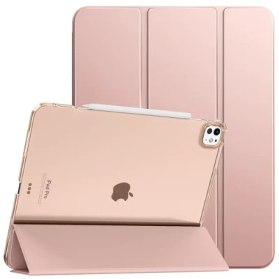 Image of TiMOVO for iPad Pro 13 Inch Case M4 2024, Slim Stand Cover 7th Generation, Smart Shell with Translucent Back, Supports Pencil and Pencil(USB C), Rose Gold