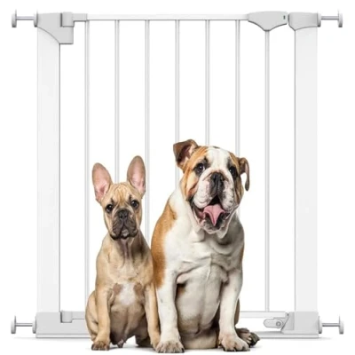 Image of Bettacare SafeStep Dog Gate, White, 68cm 75cm, Extra Low Walkthrough, Pressure Fit Safety Pet Gate for Stairs, Hallways and Doors, Easy Installation