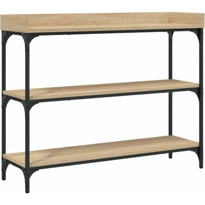 Image of vidaXL Console Table with Shelves Sonoma Oak 100x30x80 cm