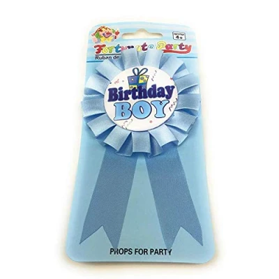 Image of Birthday Badge Ribbon of Happy Award Rosette (Ribbon Blue Boy)