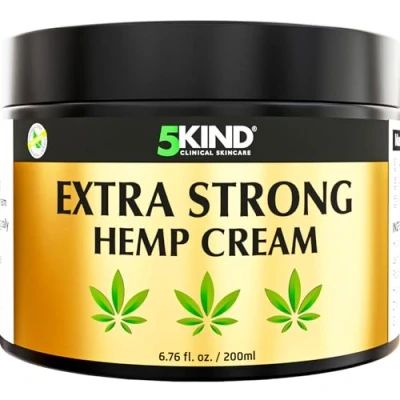 Image of 5kind Extra Strong Hemp Cream 200ml High Strength Oil and Arnica for Massaging Joints &amp; Muscles, Lower Back, Feet, Knees, Neck Shoulders Rich in Natural Ingredients