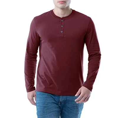 Image of Lee Men&#039;s Long Sleeve Soft Washed Cotton Henley T Shirt, Rhubarb, 34/36