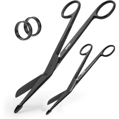 Image of AFTREN Lister Professional Bandage Scissor Safety Dressing Shears Stainless Steel First Aid Scissors Home Care and Nursing (Black)