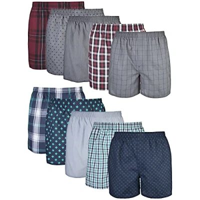 Image of Gildan Men&#039;s Underwear Boxers, Multipack Shorts, Mixed Red/Blue Assorted (10 Pack), Medium (Pack of 10)