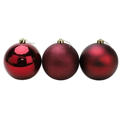 Image of 10cm/3Pcs Christmas Baubles Shatterproof Burgundy, Tree Decorations Ball Ornaments Balls Xmas Hanging Holiday Decor Shiny,Matte,Glitter