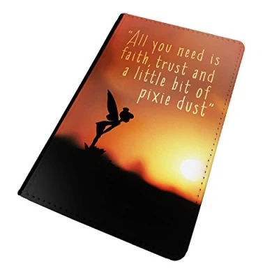 Image of WTF Tinkerbell Silhouette Sunset Printed Art Faux Leather Passport Cover/Luggage Tag (Passport Holder)