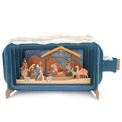 Image of Message In A Bottle Manger Scene Pop Up Christmas Greeting Card By Alljoy Cards XMIB058