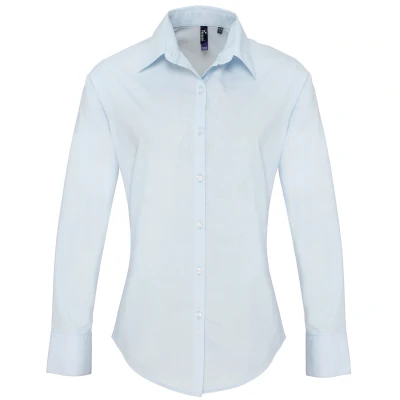 Image of Premier Womens/Ladies Supreme Heavy Poplin Long Sleeve Work Shirt (Light Blue) Size 20 UK